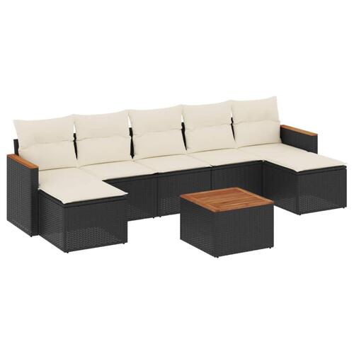 Sofasæt til haven 8 dele med hynder polyrattan sort