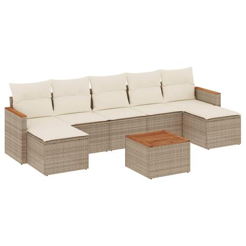 Sofasæt til haven 8 dele med hynder polyrattan beige