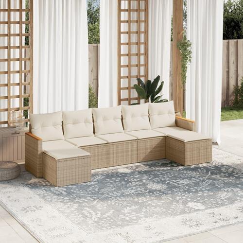 Sofasæt til haven 7 dele med hynder polyrattan beige
