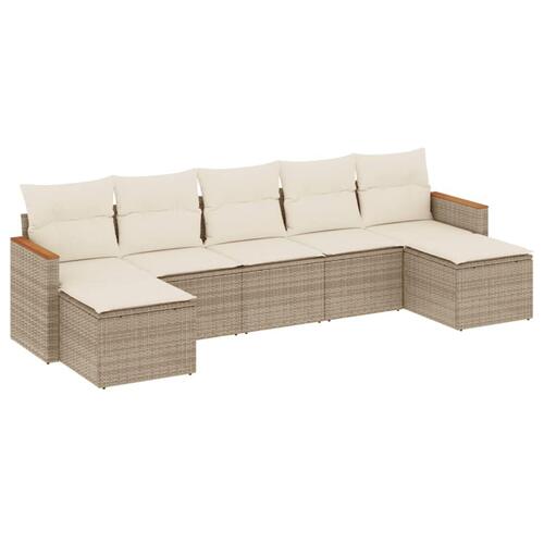 Sofasæt til haven 7 dele med hynder polyrattan beige