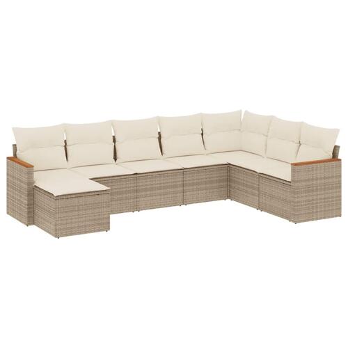 Sofasæt til haven 8 dele med hynder polyrattan beige