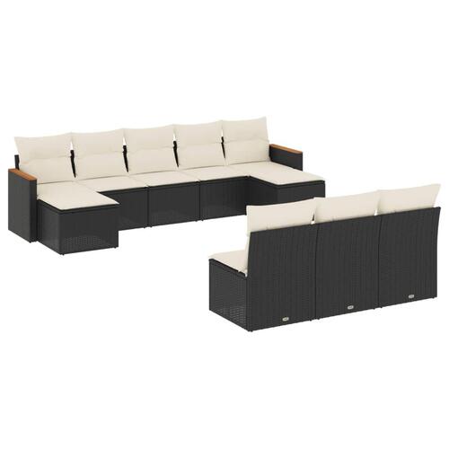 Sofasæt til haven 10 dele med hynder polyrattan sort