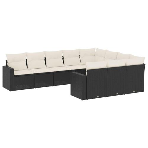 Sofasæt til haven 10 dele med hynder polyrattan sort