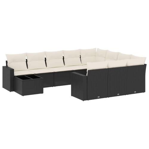 Sofasæt til haven 11 dele med hynder polyrattan sort