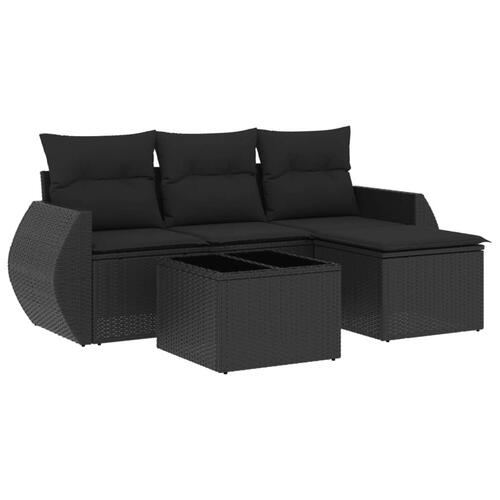 Sofasæt til haven 5 dele med hynder polyrattan sort