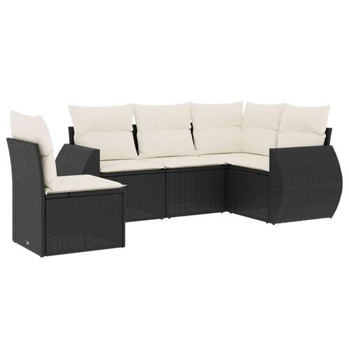 Sofasæt til haven 5 dele med hynder polyrattan sort