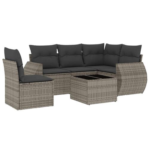 Sofasæt til haven 6 dele med hynder polyrattan grå