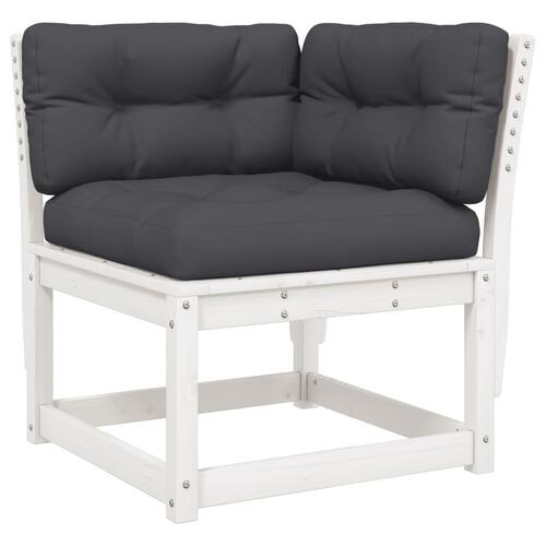 Sofasæt til haven 6 dele med hynder massivt fyrretræ hvid