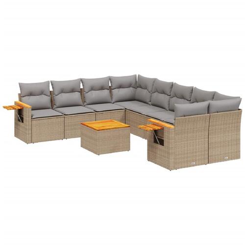 Sofasæt til haven 9 dele med hynder polyrattan beige
