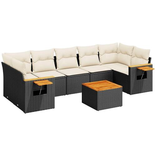 Sofasæt til haven 8 dele med hynder polyrattan sort
