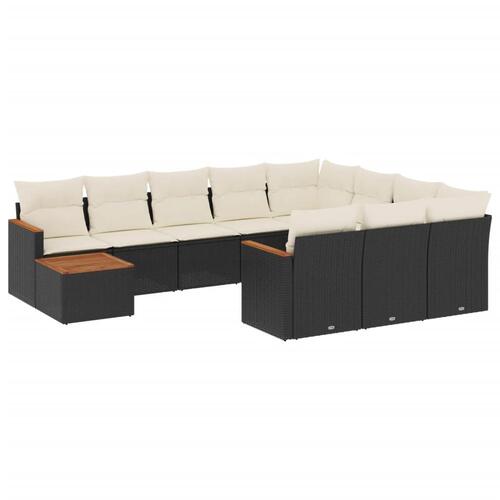Sofasæt til haven 11 dele med hynder polyrattan sort