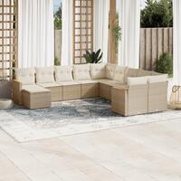 Sofasæt til haven 11 dele med hynder polyrattan beige