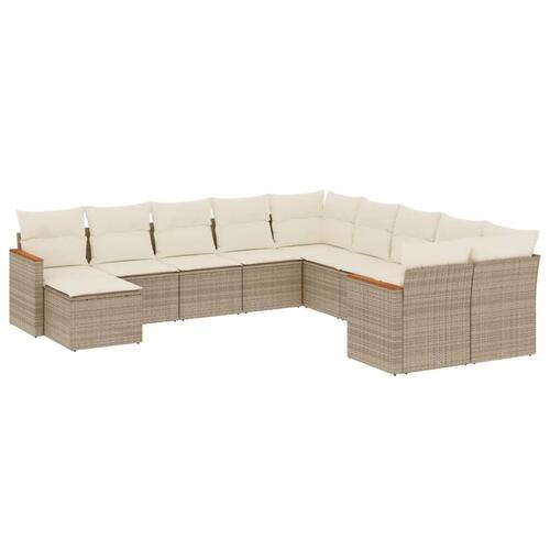 Sofasæt til haven 11 dele med hynder polyrattan beige