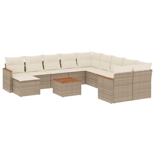 Sofasæt til haven 12 dele med hynder polyrattan beige