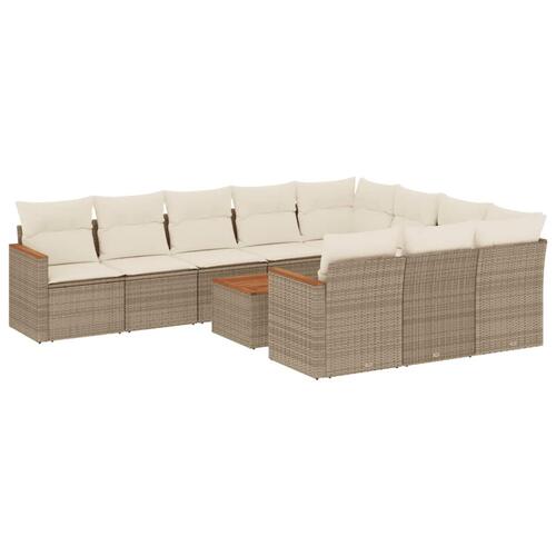 Sofasæt til haven 11 dele med hynder polyrattan beige