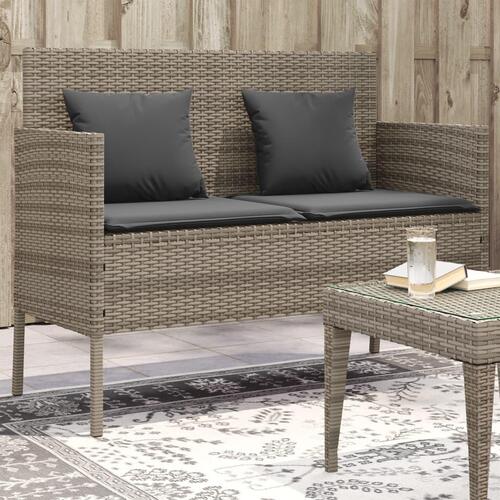 Havebænk med hynde polyrattan og akacietræ grå