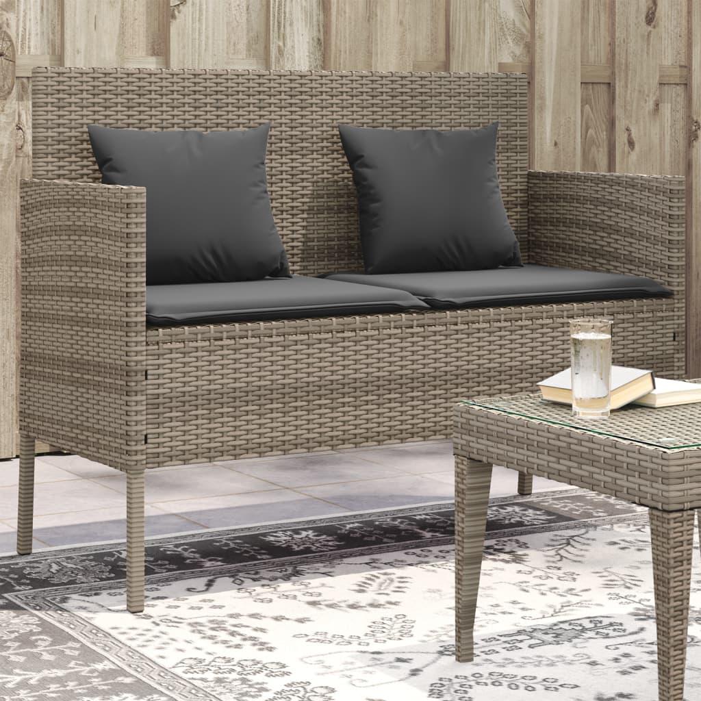 Havebænk med hynde polyrattan og akacietræ grå