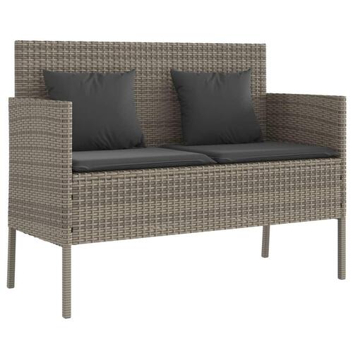 Havebænk med hynde polyrattan og akacietræ grå