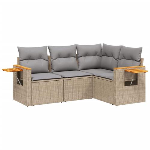 Sofasæt til haven 4 dele med hynder polyrattan beige