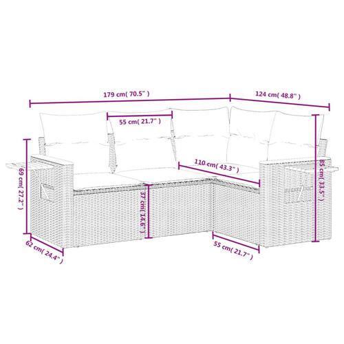 Sofasæt til haven 4 dele med hynder polyrattan beige