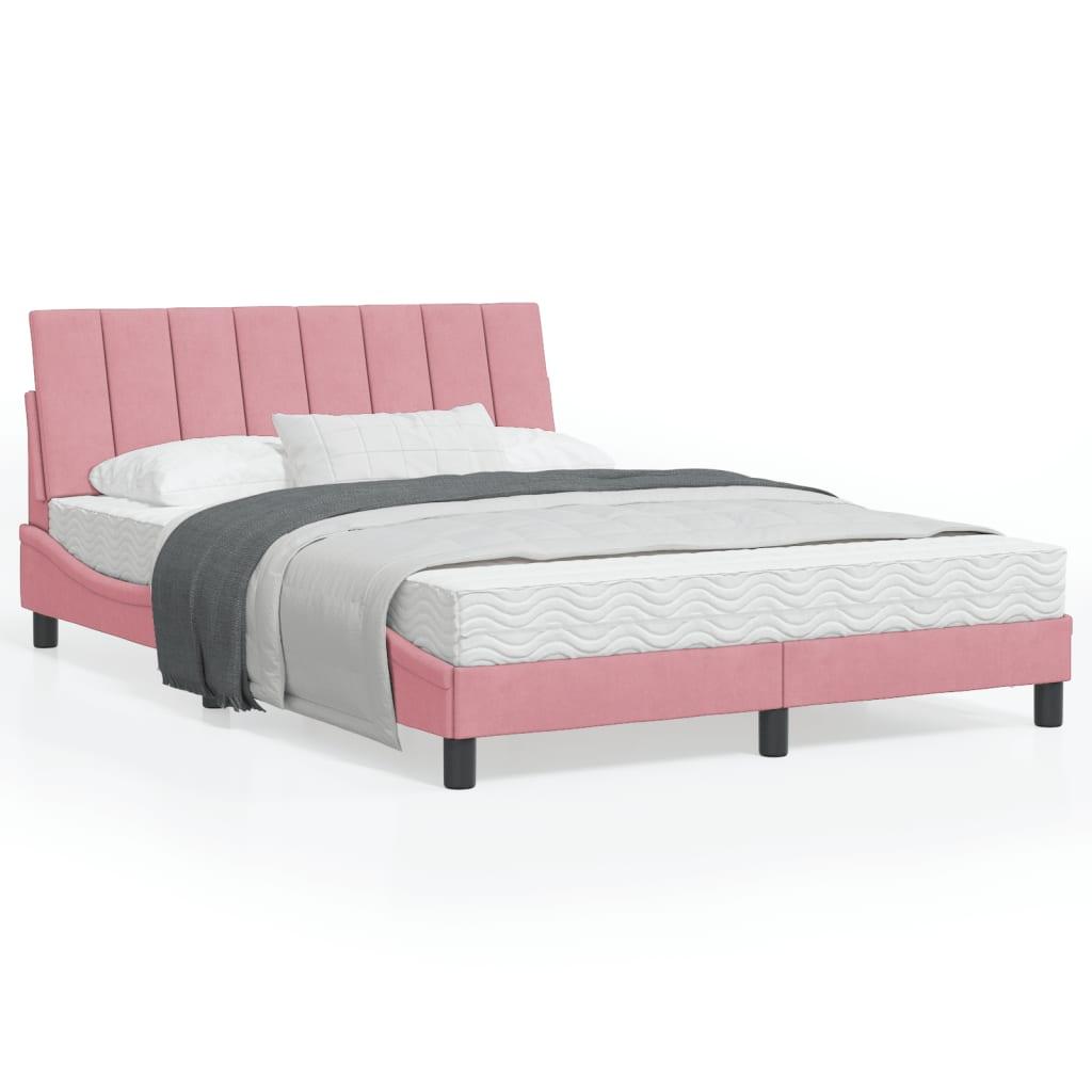 Sengeramme med sengegavl 140x200 cm fløjl pink