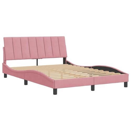 Sengeramme med sengegavl 140x200 cm fløjl pink