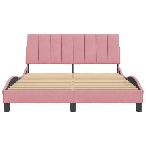 Sengeramme med sengegavl 140x200 cm fløjl pink