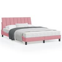 Sengeramme med sengegavl 120x200 cm fløjl pink