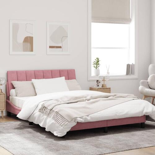 Sengeramme med sengegavl 120x200 cm fløjl pink