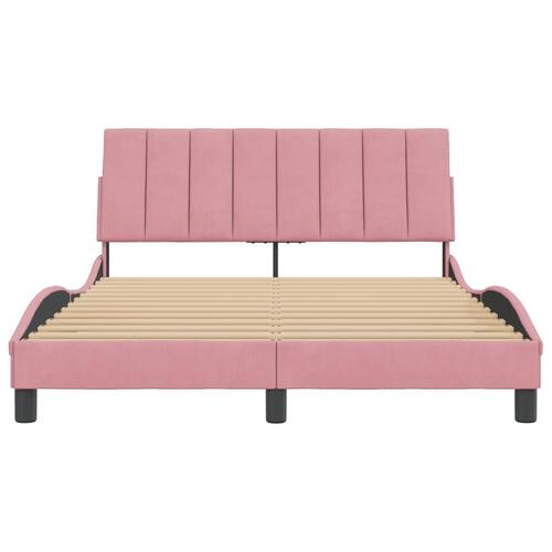 Sengeramme med sengegavl 120x200 cm fløjl pink