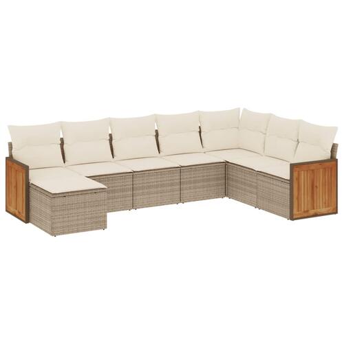 Sofasæt til haven 8 dele med hynder polyrattan beige