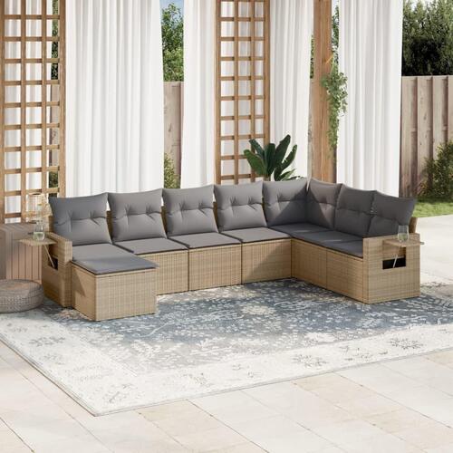 Sofasæt til haven 8 dele med hynder polyrattan beige