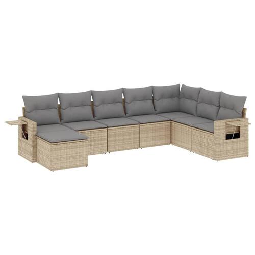 Sofasæt til haven 8 dele med hynder polyrattan beige