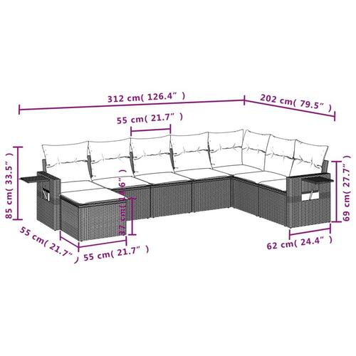 Sofasæt til haven 8 dele med hynder polyrattan beige