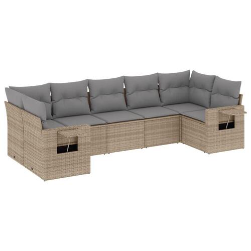 Sofasæt til haven 7 dele med hynder polyrattan beige