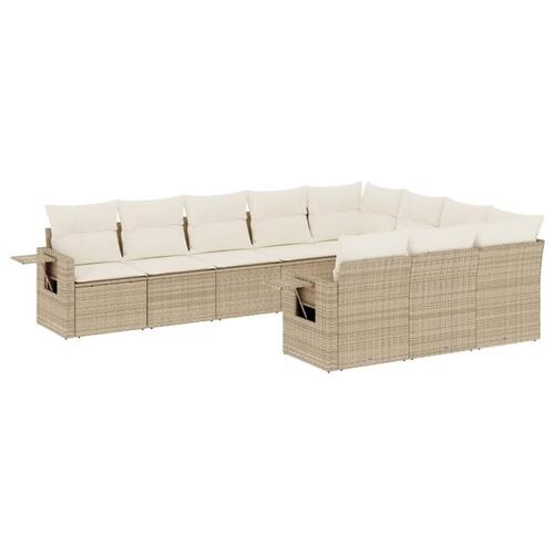 Sofasæt til haven 10 dele med hynder polyrattan beige