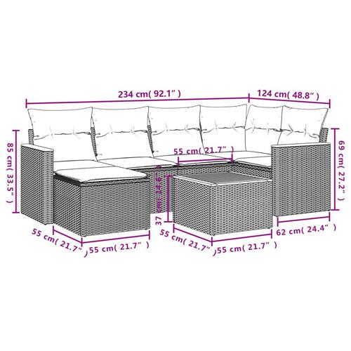 Sofasæt til haven 7 dele med hynder polyrattan beige
