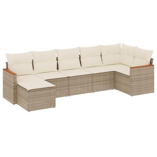 Sofasæt til haven 7 dele med hynder polyrattan beige