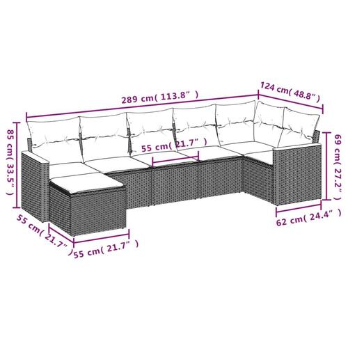 Sofasæt til haven 7 dele med hynder polyrattan beige