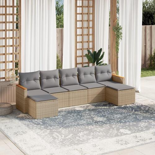 Sofasæt til haven 7 dele med hynder polyrattan beige