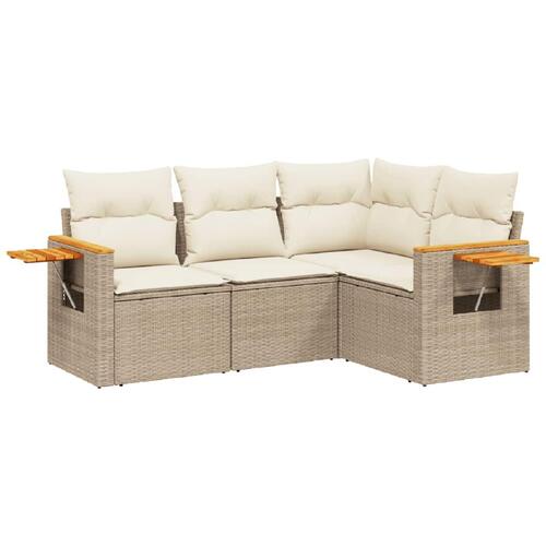 Sofasæt til haven 4 dele med hynder polyrattan beige