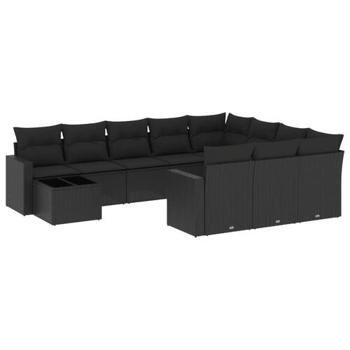 Sofasæt til haven 11 dele med hynder polyrattan sort