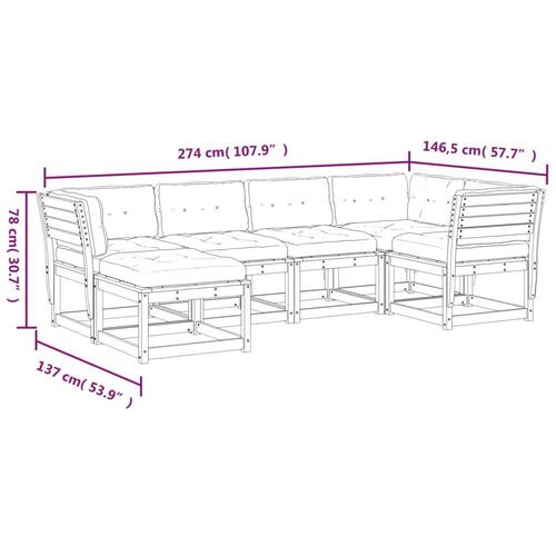 Sofasæt til haven 6 dele med hynder massivt fyrretræ hvid