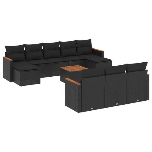 Sofasæt til haven 11 dele med hynder polyrattan sort