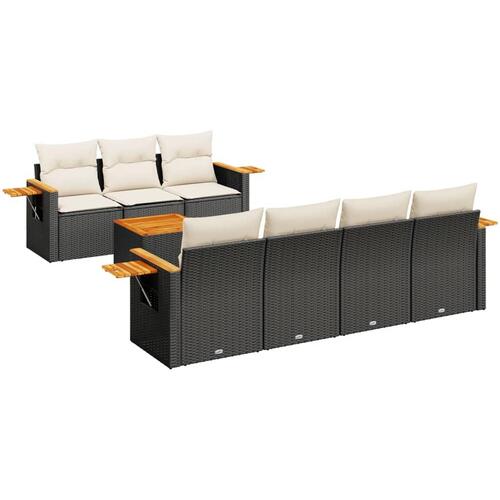 Sofasæt til haven 8 dele med hynder polyrattan sort