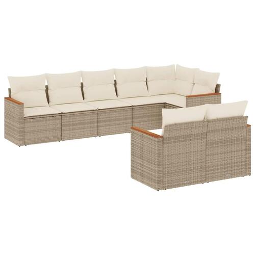 Sofasæt til haven 8 dele med hynder polyrattan beige