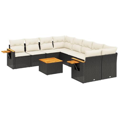 Sofasæt til haven 9 dele med hynder polyrattan sort