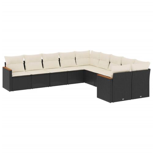 Sofasæt til haven 10 dele med hynder polyrattan sort