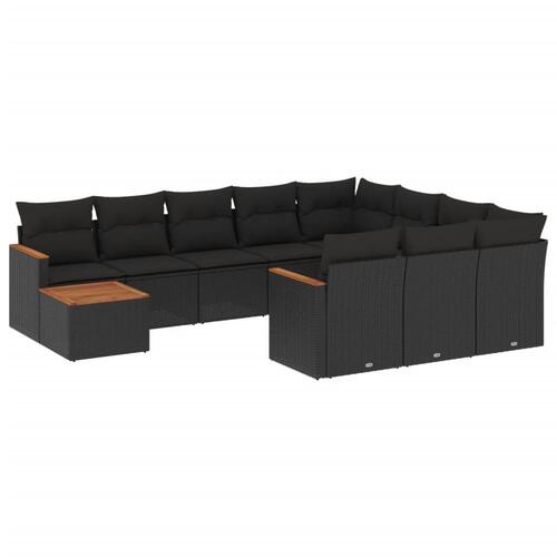 Sofasæt til haven 11 dele med hynder polyrattan sort