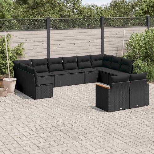 Sofasæt til haven 12 dele med hynder polyrattan sort
